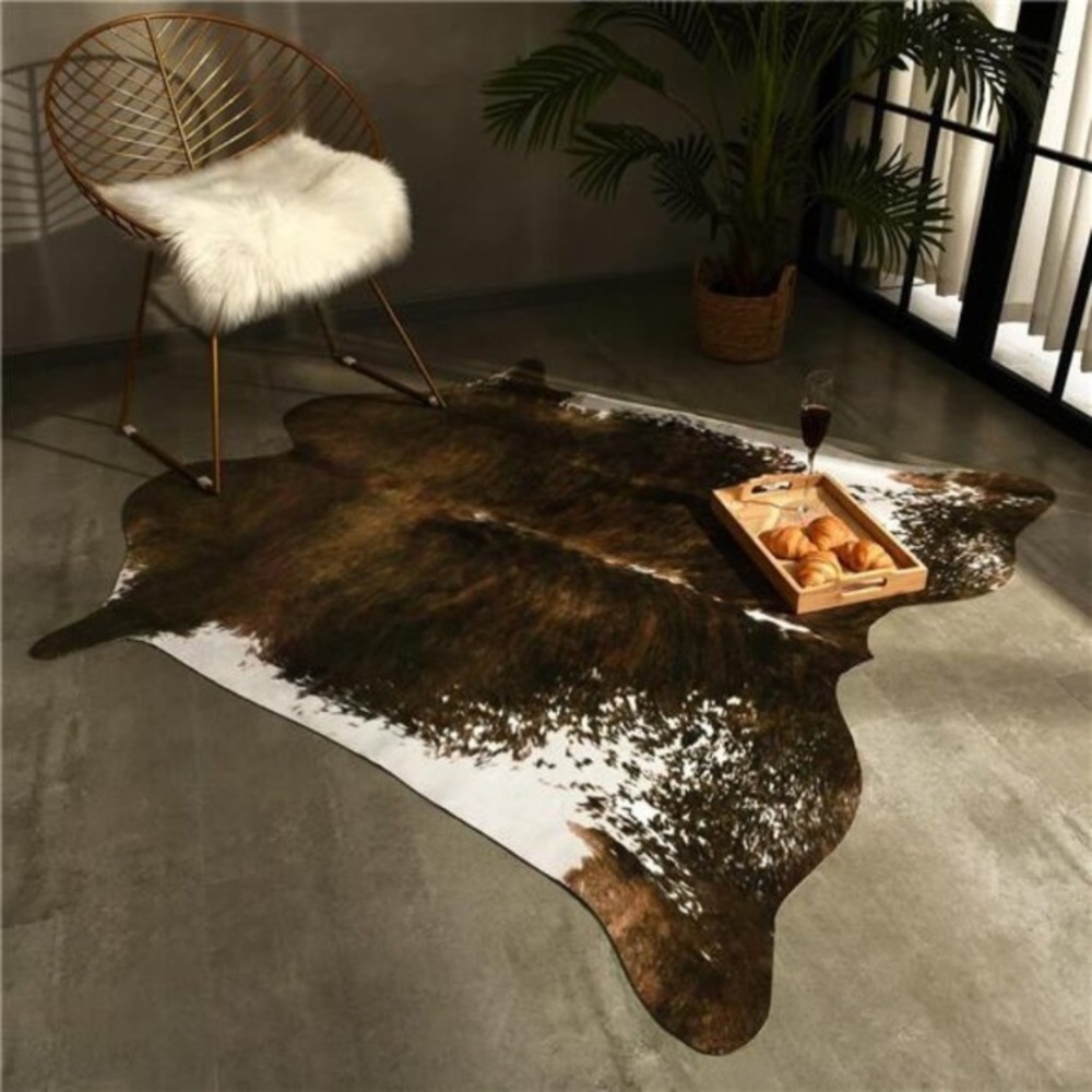 Cow Hide Rug 4.6x5.2ft Area Rug Faux Cowhide Rug Traditional Animal Rug CowPrint